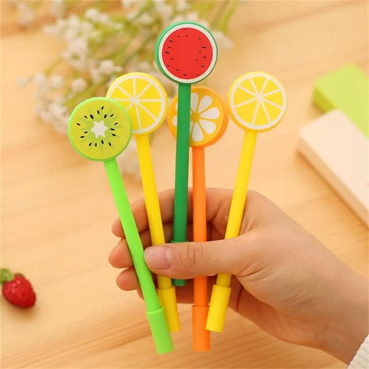 Fruit Neutral Pen Cartoon Cute Creative Small  Candy Color Student With Stationery Test Prizes 0.5mm Black Sign Office Holiday Gift Pens