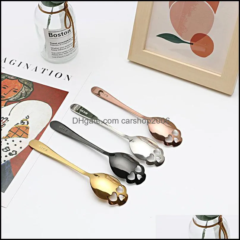 creative stainless steel novelty spoons coffee sugar skull tea spoons