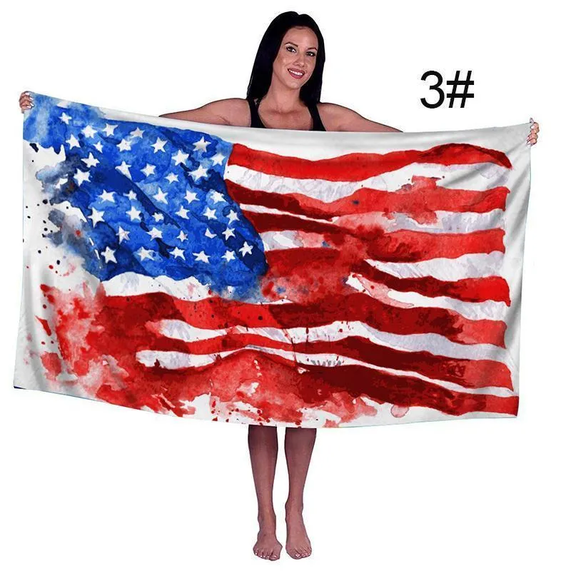 Microfiber Beach Towel American Flag Bath Towels Digital Printing Sunscreen Soft Absorbent Various Patterns WH0109