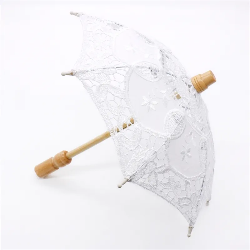 Parasol blanc mariage mariée élégante dentelle parapluie coton broderie fleur fête photographie décoration 3 tailles