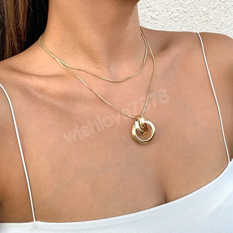 Ретро простые кулон ожерелье женские бого золотые металлические шарм клавише ожерелья девушки улица романтические украшения подарки