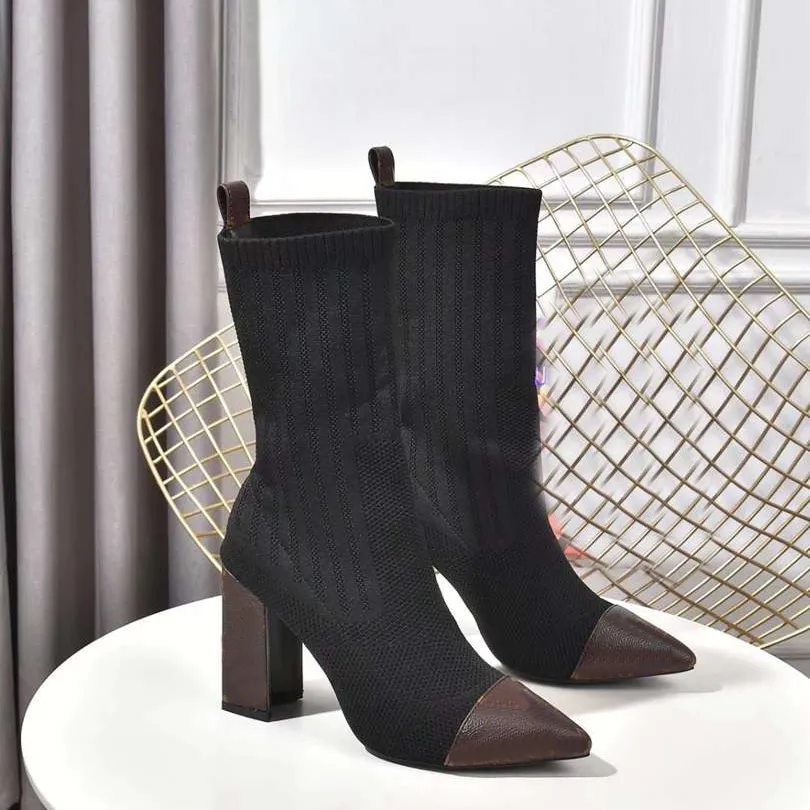 Hohe Qualität Luxus Designer Stiefel Herbst Winter Louiseity Heels Stiefel Frauen Mode Brief Socke Stiefel Komfortable Futter Viutonity HDFG