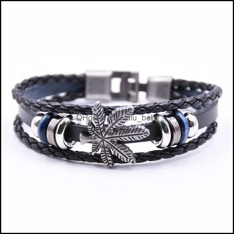 pretty multilayer bracelet men charm rock men jewelry casual braided leather bracelets