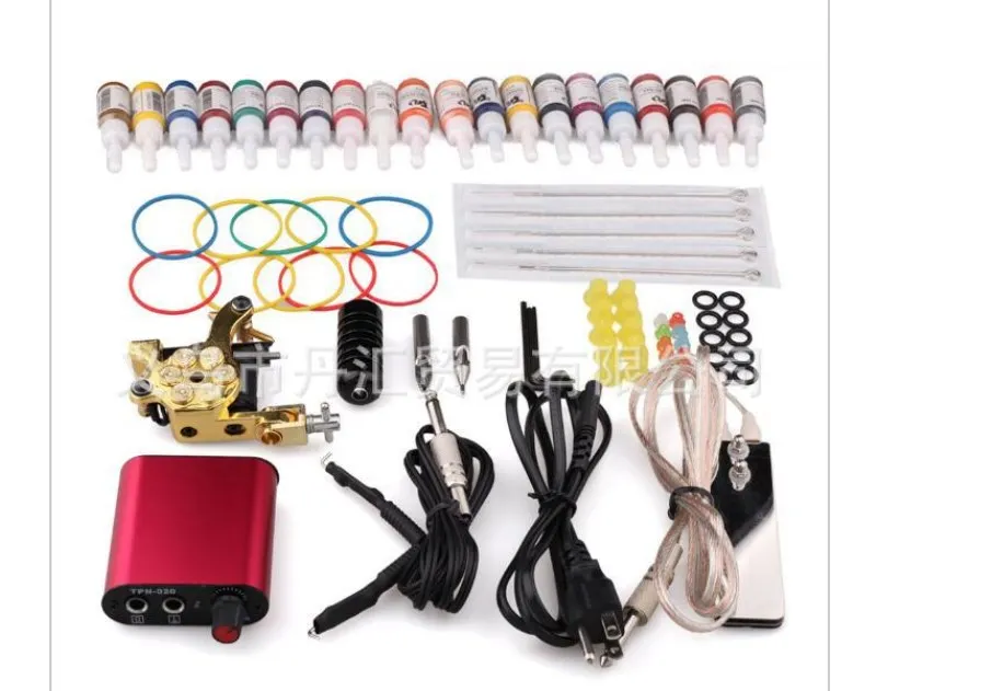 2016 Professionele Compleet Tattoo Kit 8 Wrap Coils Tatto Machine Guns Pigment Induction Tattoo Machine Set Hot Sale