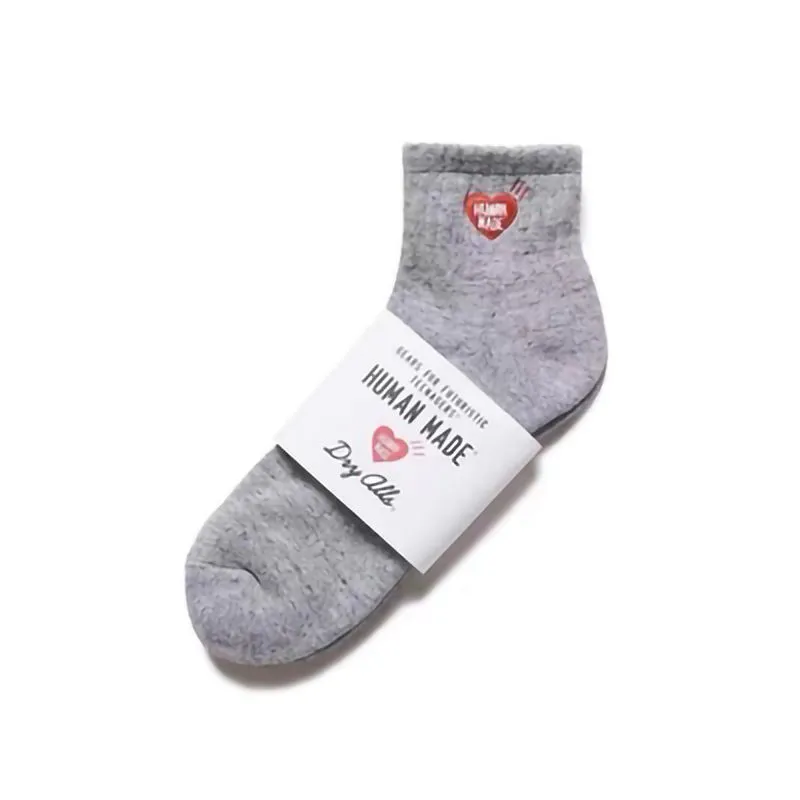 Men's and women's pure cotton socks love embroidery human made middle and high tube sports stocking