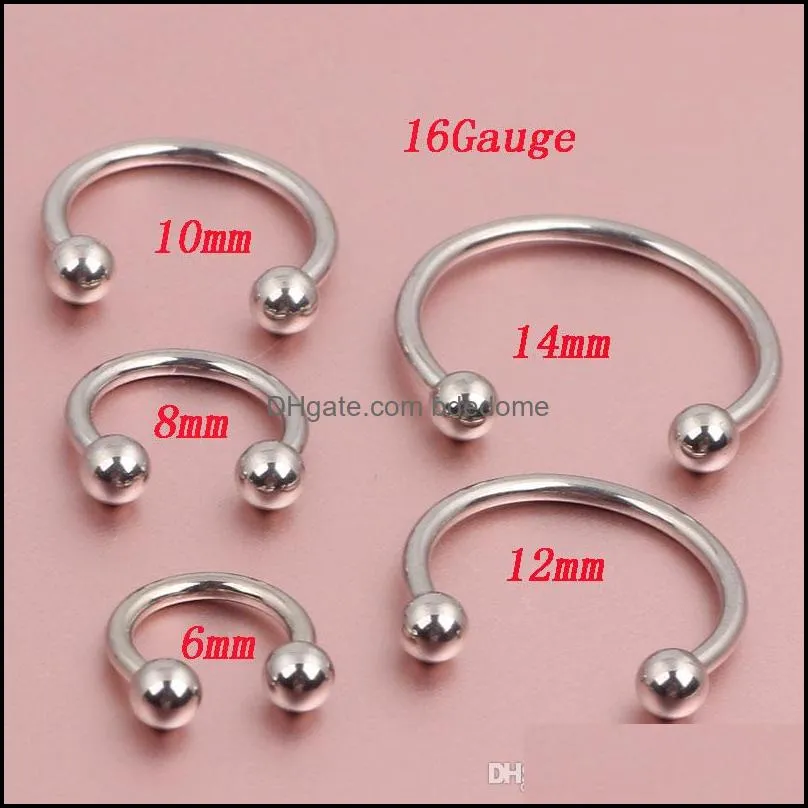 Anneaux de nez Goujons Bijoux de corps Noir Sier Cône Fer à Cheval Bar Piercing Hoop Anneau 100Pcs Lot Sourcils Lèvres Labret Jewelry255G Drop Deli286n