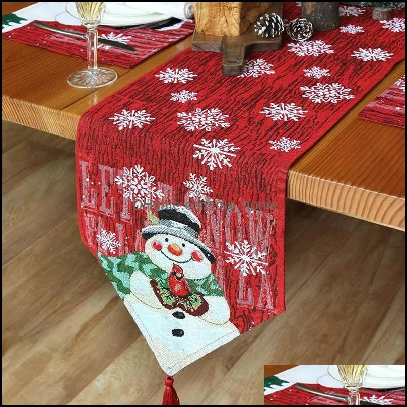 cotton linen christmas decor with table flag runner tassel tablecloth wine set hotel home birthday party decoration 33*180cm