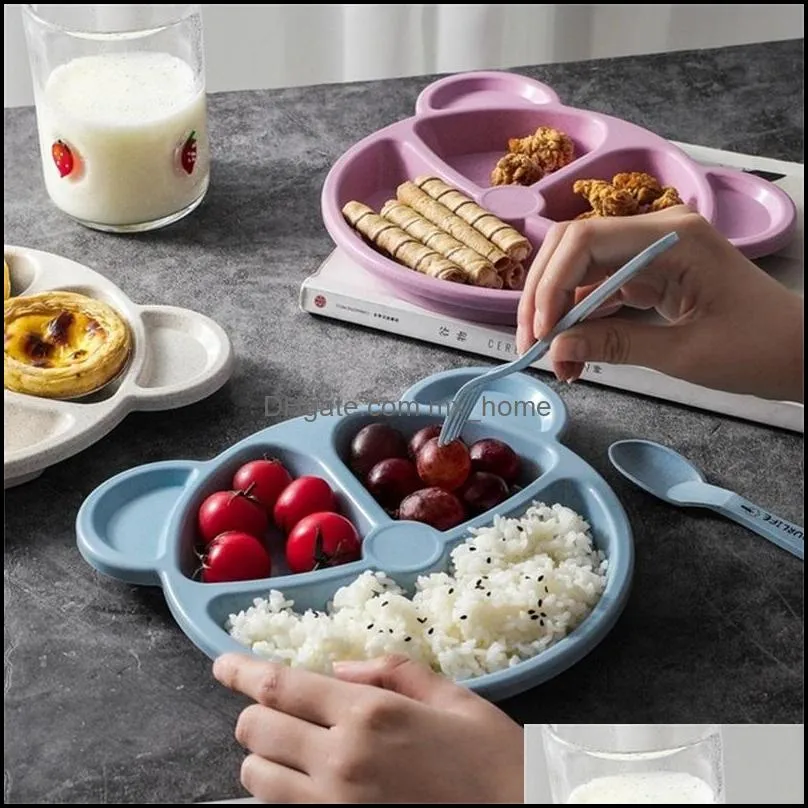 1pack baby bamboo tableware bowl+spoon + fork feeding food tableware cartoon panda kids dishes baby eating dinnerware set 121 q2