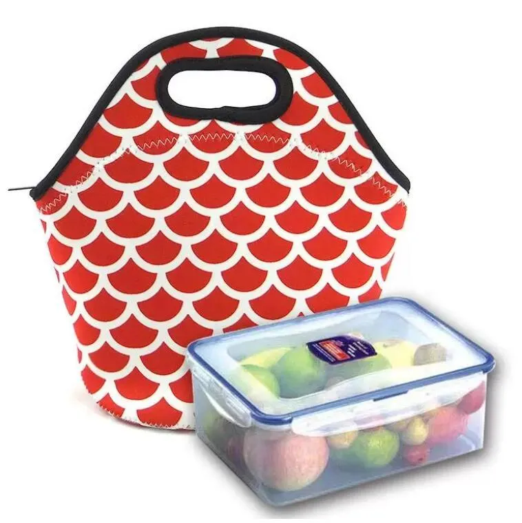 Sublimation Blanks Reusable Neoprene Tote party favor Bag handbag Insulated Soft Lunch Bags With Zipper Design For Work & School