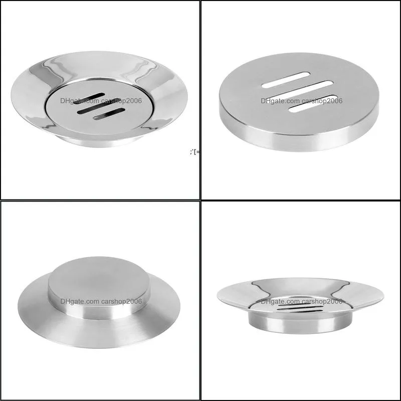 stainless steel soap dish tray draining round soap box holder for shower bathroom kitchen wholesale paf11941