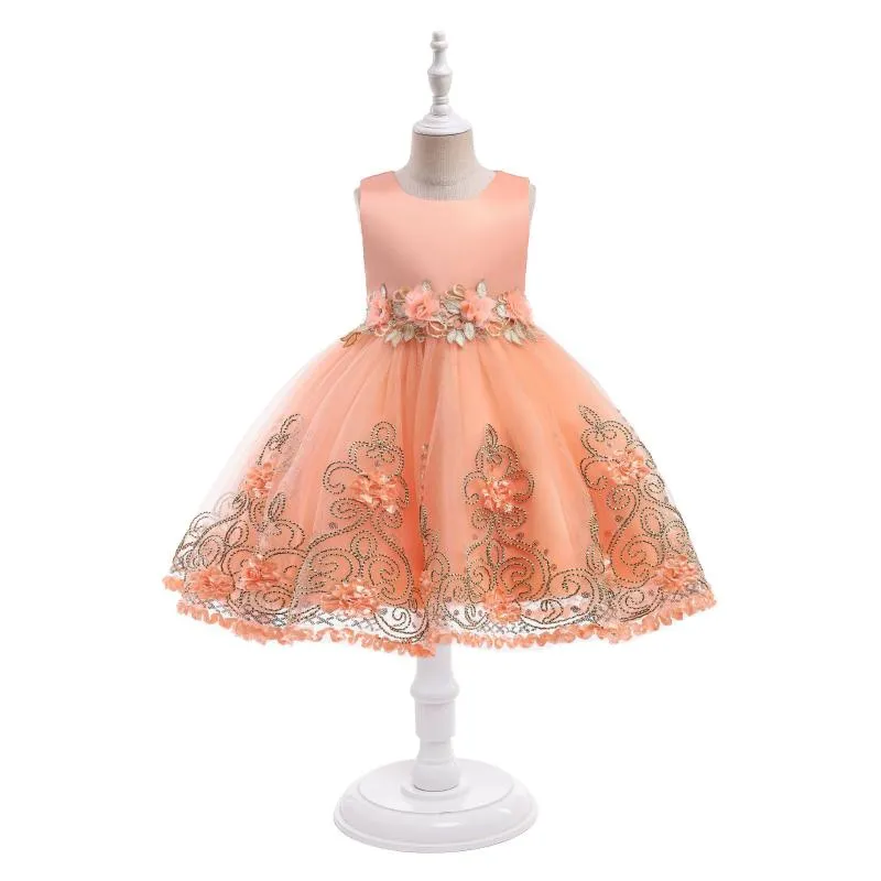 Girl's Dresses European And American Flower Girls Dress Beading Appliques Princess Ball Gowns Children's Spring Autumn Summer GownGirl's
