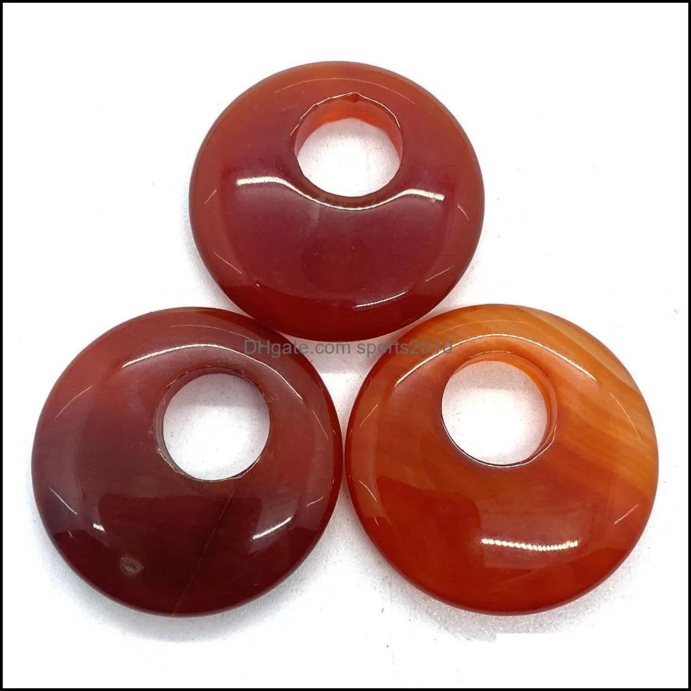27mm lucky ring natural crystal agate stone big hole charms rose quartz pendants trendy for jewelry making sports2010