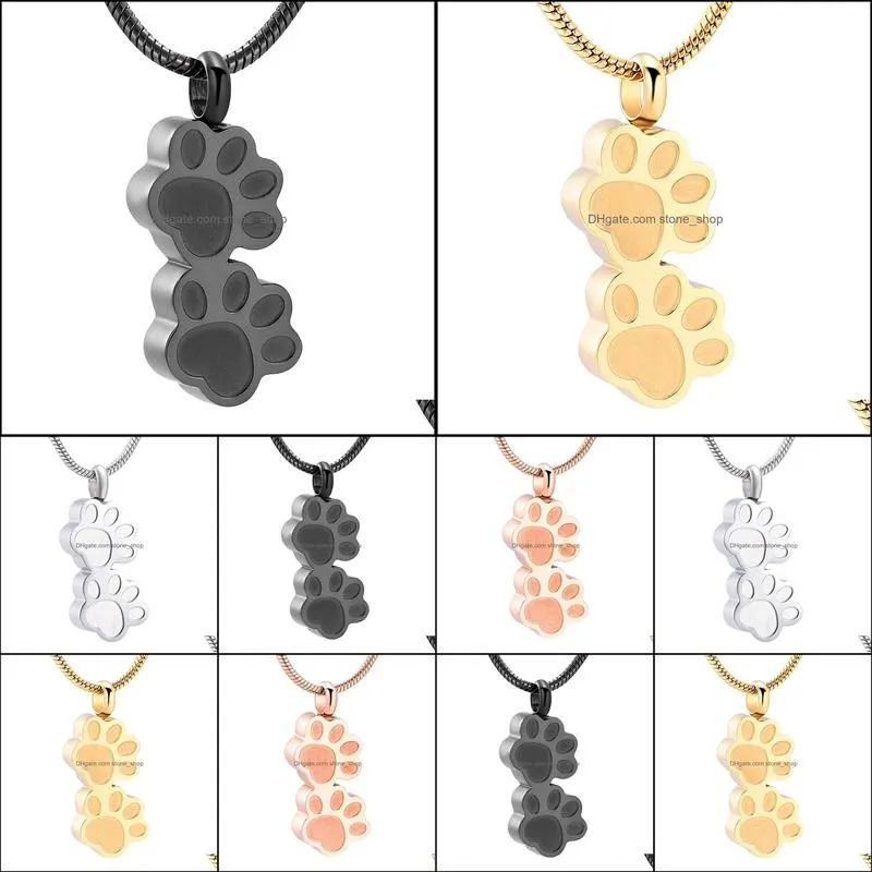 pet paw urn necklace for ashes stainless steel pendant keepsake memorial cremation jewelry