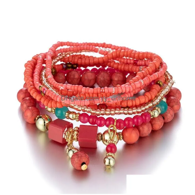 bohemian fashion jewelry handmade strand beaded multi layer bracelet beads charms bracelets