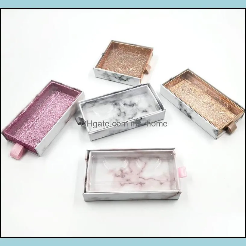 New Marble Design 3D Eyelashes Box False Eyelashes Packaging Empty Lash Case Custom Logo Eyelash Box without Eyelashes SN3580