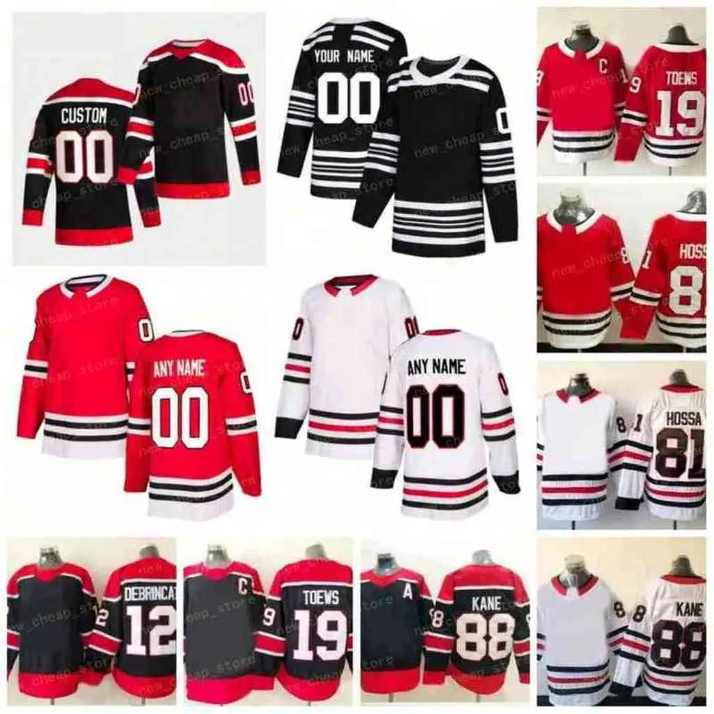 Anpassad omvänd retro 31 Petr Mrazek Hockey Liam Gorman Jersey 88 Patrick Kane Jonathan Toews Seth Jones Corey Crawford Clark Griswold Sharp