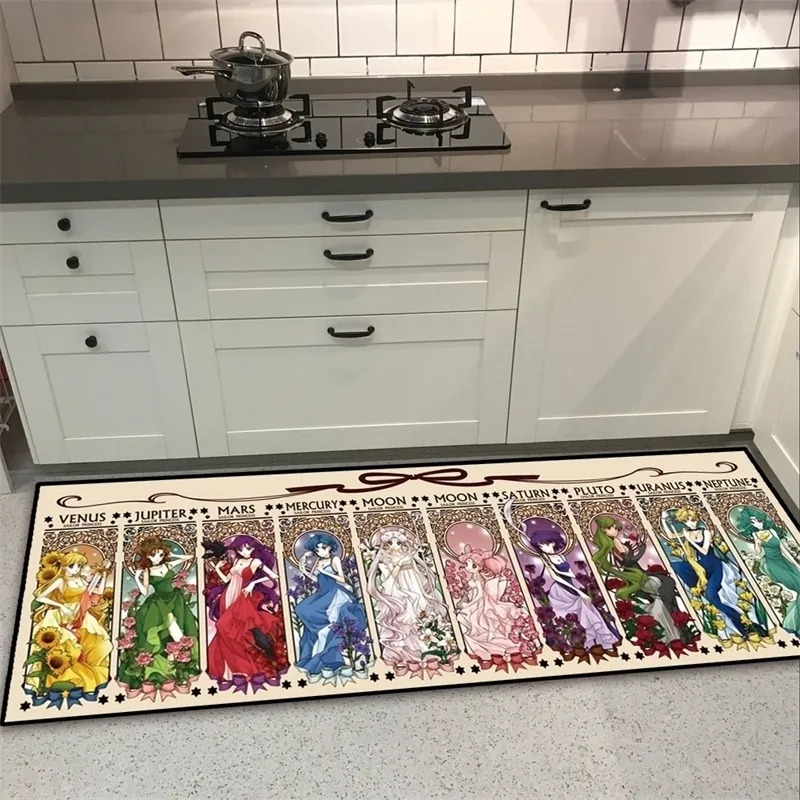 Prinses Sailor Moon Luna Mars Door Mat vloer Tapijt Living Slaapkamer Keuken Niet -slip meisjes roze geschenken y200527