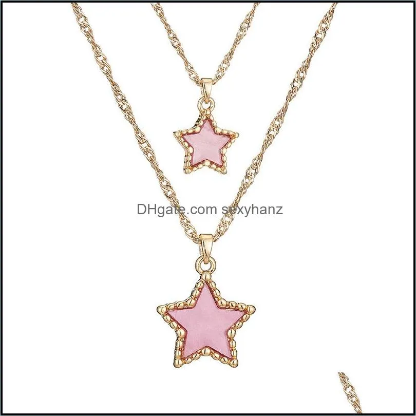 Women Fashion Pendant Necklace Charm Candy Color Acetic Acid Plate Star Multilayer Clavicle Chokers Necklaces Jewelry Gift 2975 Q2