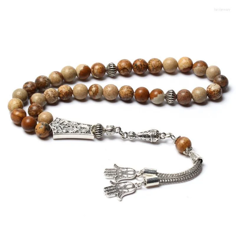 Beaded Strands High Quality Picture Stone Natural Sibha Islamic Muslim Tasbih Prayer BeadsBeaded Lars22