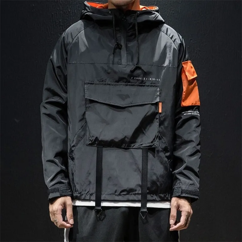 2019 Hip Hop Spring Jackets Men Windbreaker Patchwork Autumn Lose Casual Kurtka Męska płaszcze Zapip Tracksuit Streetwear 4xl 5xl T200117