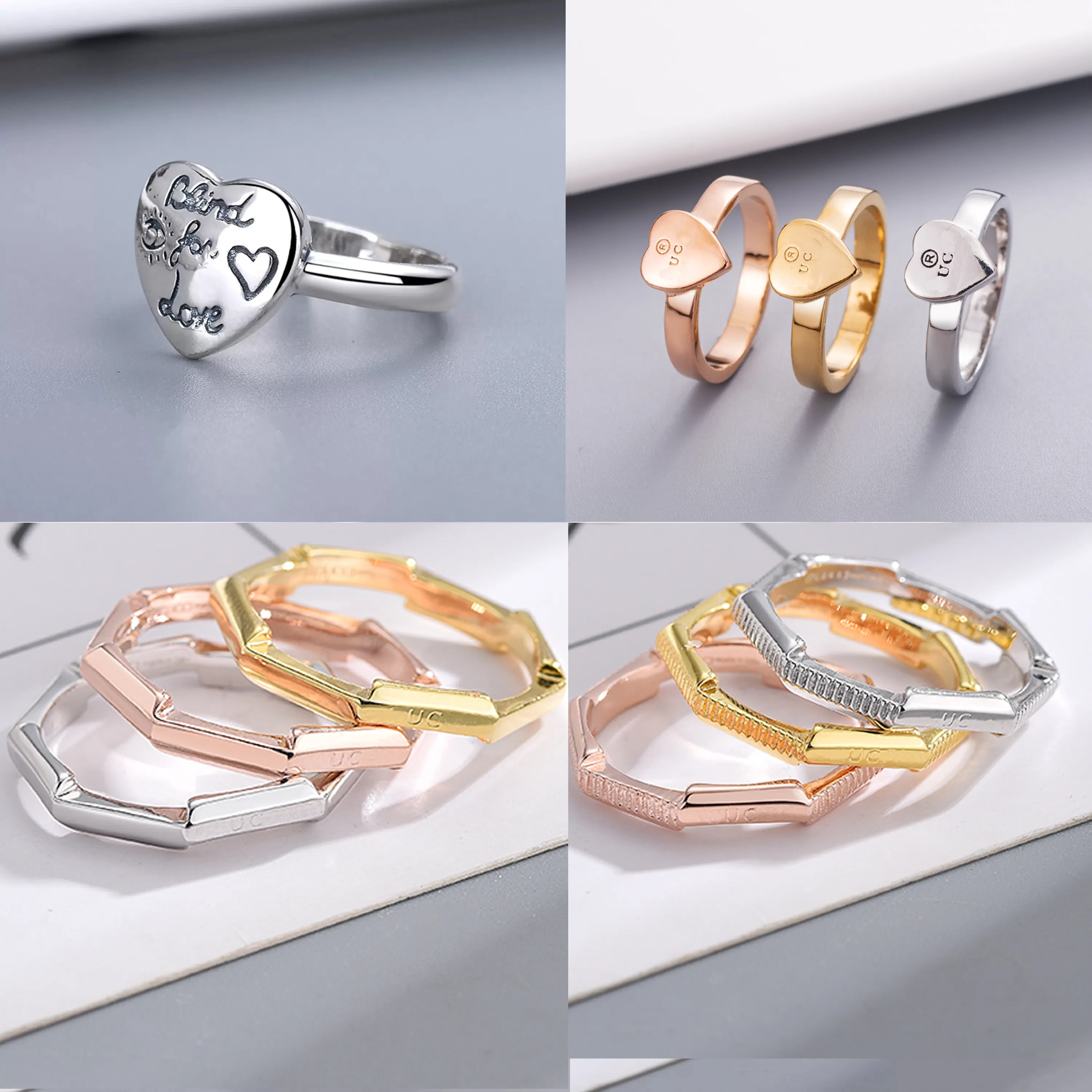 Designer Rings Woman Man LINK TO LOVE Heart Ring Enamel Brand Women Circlet Fashion Jewelry Blind For Loves Rings263d