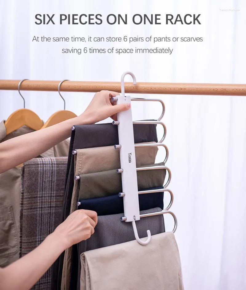 Cintres supports 6 couches vêtements support de rangement porte-pantalon cintre placard organisateur vêtements en gros pour