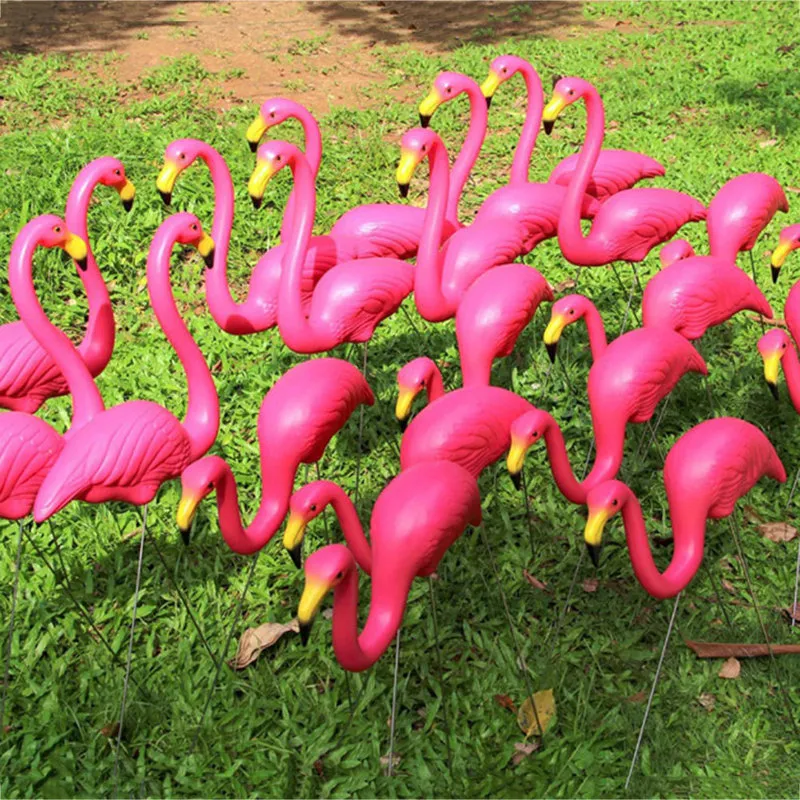 Wystrój ogrodnictwa sztuczny flamingo na świeżym powietrzu 3pcs Lot Garden Dekoracja ślubna różowa czerwonna willa za 220721