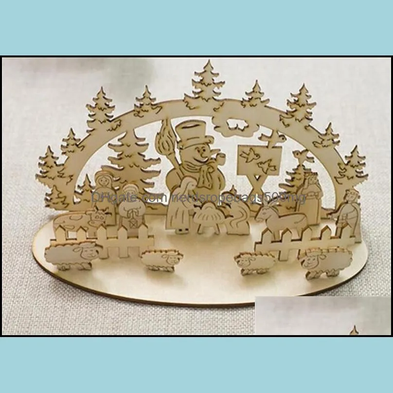 Christmas Wooden DIY Stereoscopic Decoration Table Ornament Splicing Creative Snowman Tree Toy Fashion Hot Sale 4xba UU