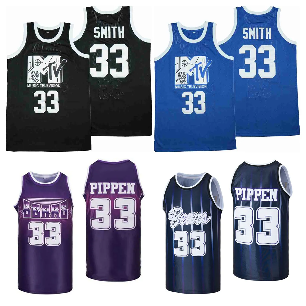 NCAA Movie Basketball Jerseys 33 Rock N Jock Will Smith Men Size S--XXL High Quality White Black