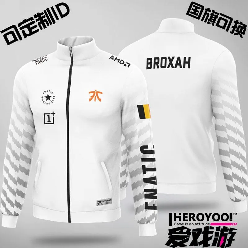 Giacche da uomo Uniforme personalizzata della squadra Fnatic E-sport Dota2 Hero La giacca CSGO League può essere ID2022 Finali globali