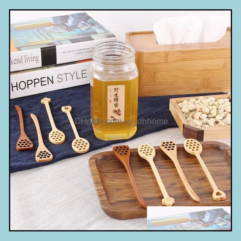 wood honey coffee spoons stirrer muddler bar products stirring stick long mixing spoon bee tools dipper carving lxl727