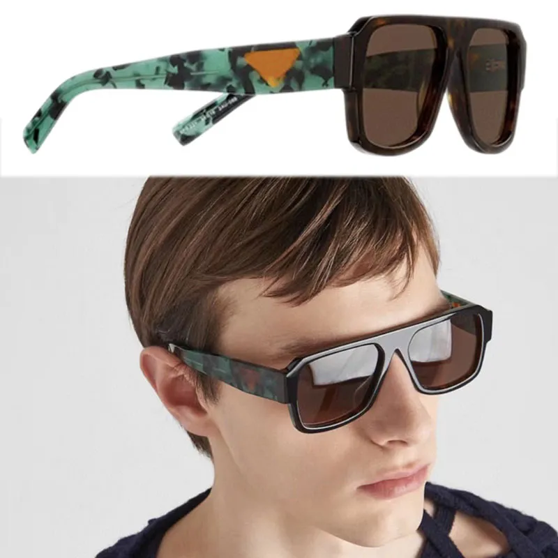 Lunettes de soleil SPR 22Y Nouvelle mode Casual Business Hommes Lunettes de soleil Brown Cadre Marbre Vert Temples Haute Qualité UV400 avec boîte