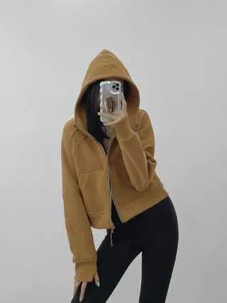 LuLu Scuba Grey Zip Hoodie Lu 281 Womens Fleece Yoga Jacket