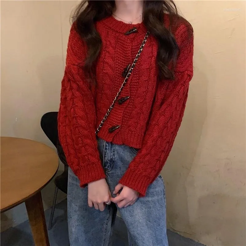 Женский свитер -свитер для женского свитера осенний корейский стиль свободный внешний одежда ретро -трюк Интернет знаменитость шикарно с длинным рукавом кардиган