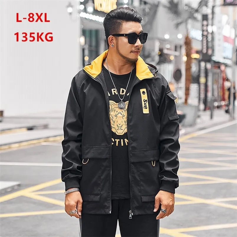 Black Hoodies Men Teenager Autumn Jacket Juvenile Plus Size Mens Windbreaker Yellow Red Cargo Mens Clothes Coat LJ201013