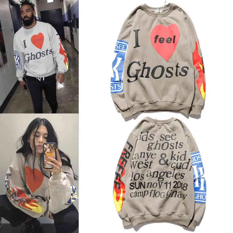 Jag känner spöken hoodies män kvinnor hip hop barn se spöken hoodie kid cudi los angeles tröjor t220802