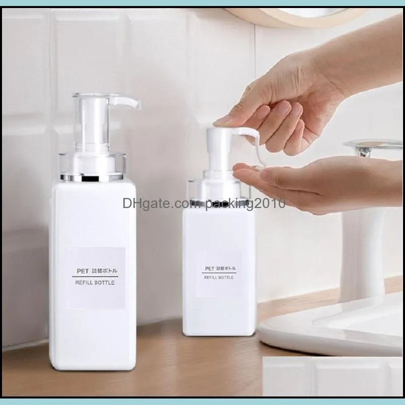 300ML 400ML 500ML transparent/white plastic empty bottle High-end shampoo square bottles shower gel lotion pump sub-bottle