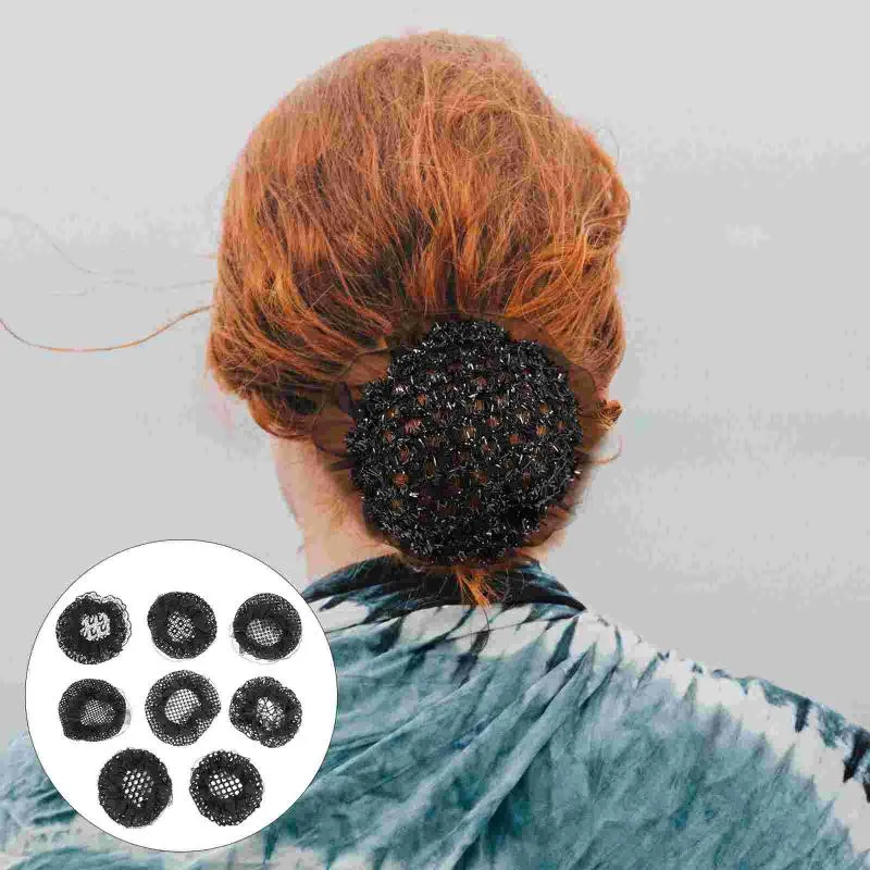 Bilarrangör 8st Hair Bun Holding Hairnet Pretty Elastic Black Snood for Dancer Girlscar