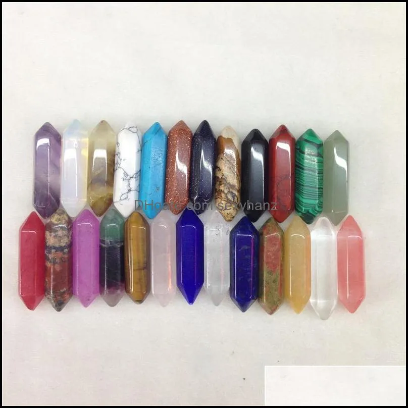 Fashion Natural Stone Crystal Hexagonal Prism Chakra Healing Pendants Charms For Women Crystal Necklace bracelet earrings Accessories