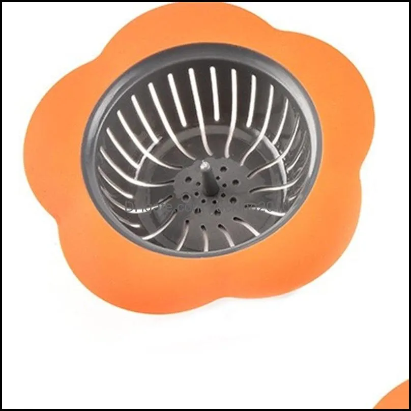 Kitchen Sink Strainers Flower Shaped Color Mix Home Filter Bathroom Floor Drain Yellow Blue Orange Color Factory Direct 1 4zs E1