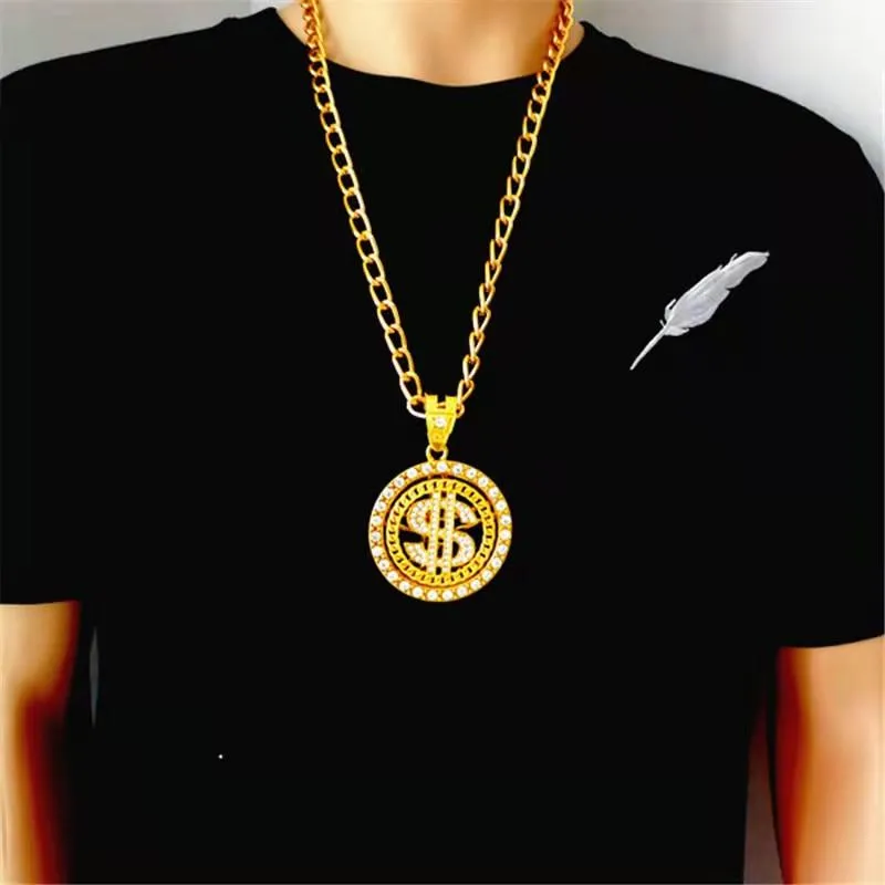 Gold plated chain with big pendant jewellery