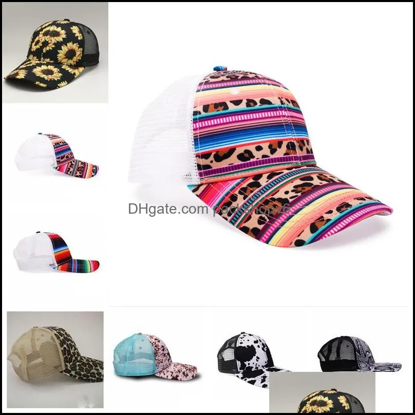 Newest Snake Baseball Hat Cow Print Leopard Sunflower Caps Serape Mesh Cap Fashion Striped cactus Hats Outdoor Sunhat