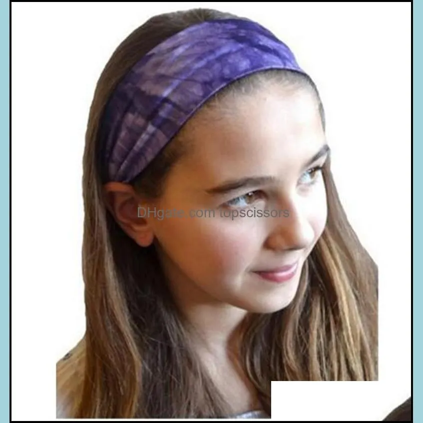 Unisex Tie Dye elastic Headbands Sports Yoga Hair Band Cotton Turban Headwrap Hair Accessories 13 Colors