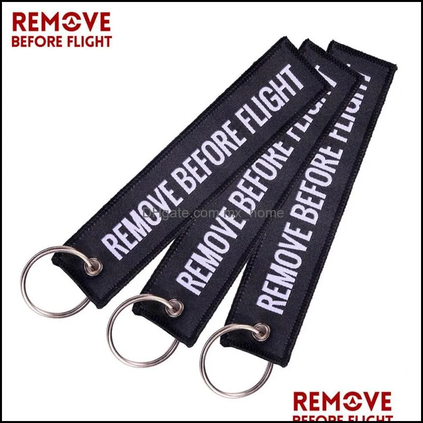 Remove Before Flight Luggage Tag Keychain Air Pendant Tube Label Nice Canvas Specile Souvenir Keychains Ring Metal Circle Luggage