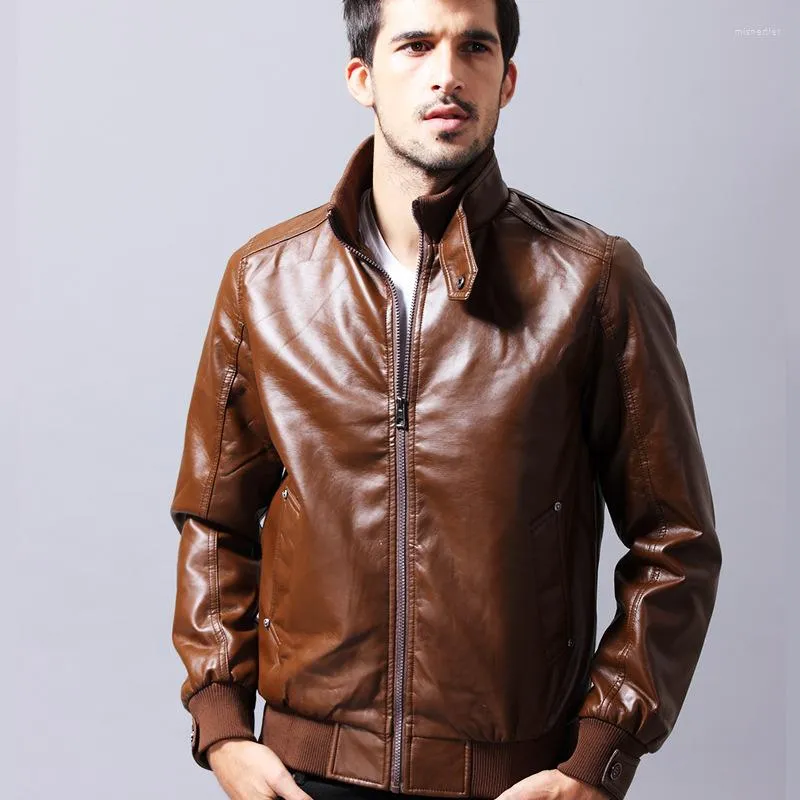 Herrjackor 2022 Brand Men's Leather Pu Motorcykel för manlig casual slitage Ytterkläder