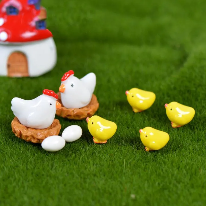 Decorative Objects & Figurines Mix 12 Pcs Chick Hen Nest Egg Figurine Miniatures Home Decor Decoration Cute Accessories Garden Micro Landsca