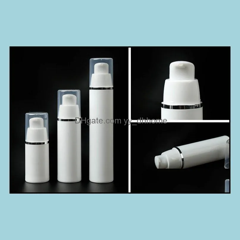 15ml 30ml 50ml pp plastic airless bottles white airless vacuum pump lotion bottle with silver line sn2031