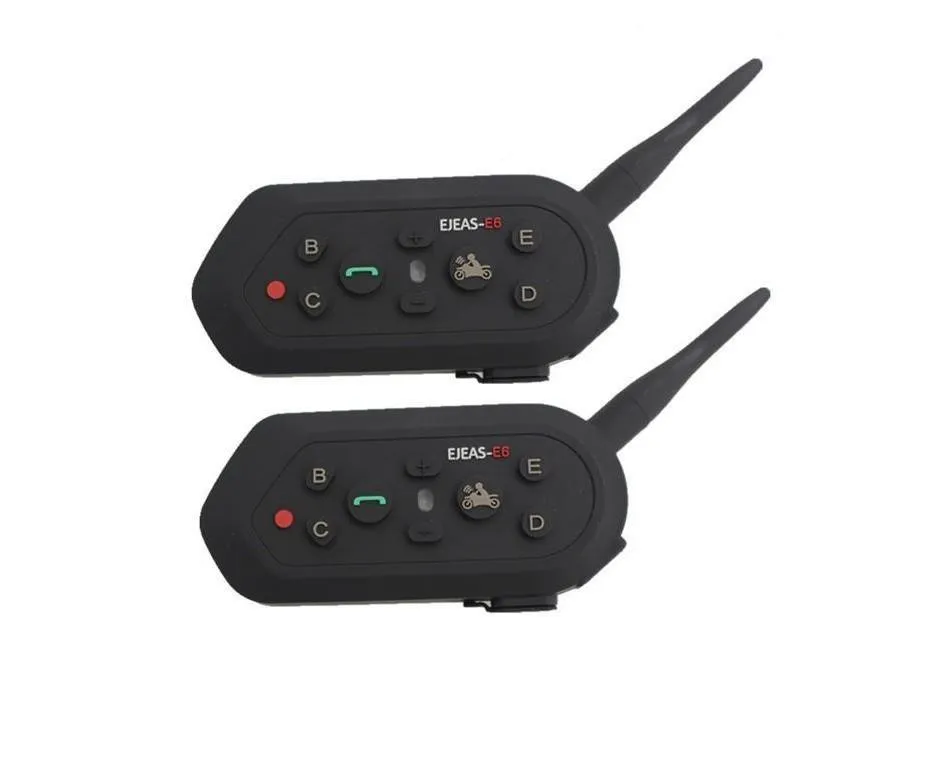 E6 Bluetooth 3.0 Walkie Talkie Helm Intercom Headset 6 Fahrer 1300M BT Interphone Motorrad Drahtlose VOX Headsets