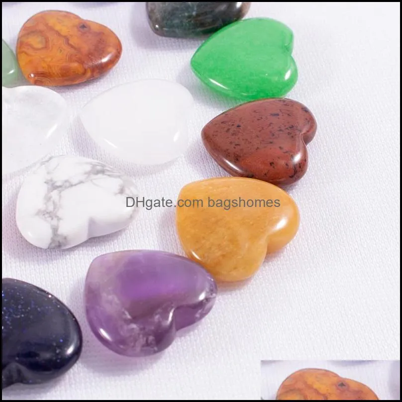 natural crystal stone party favor heart shaped gemstone ornaments yoga healing crafts decoration 20mm c0418