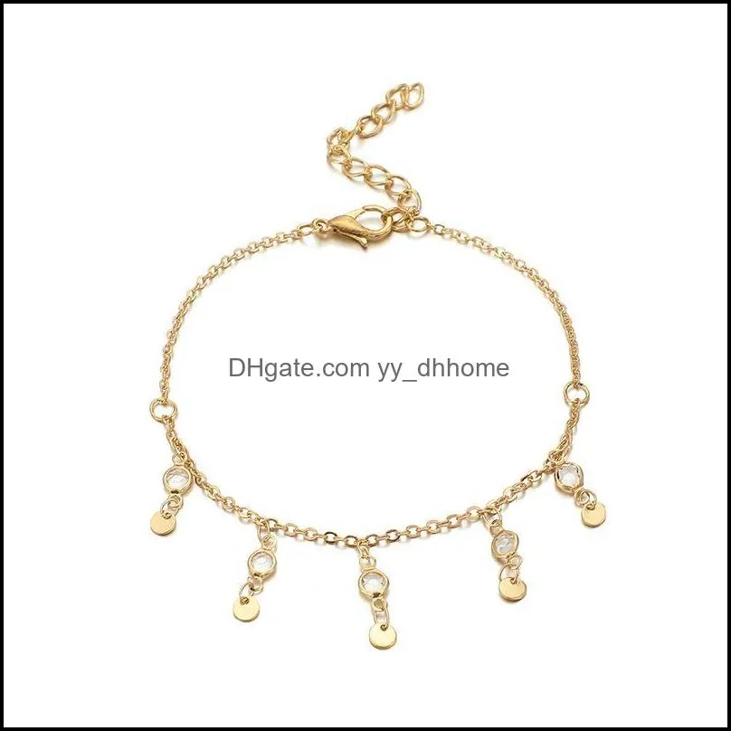 4 Pcs Snow Anklet Bracelets Set for Women Fashion Girls Layered Anklet Bracelets with Tassel Pendant Gold Boho Ankle Necklace Chain